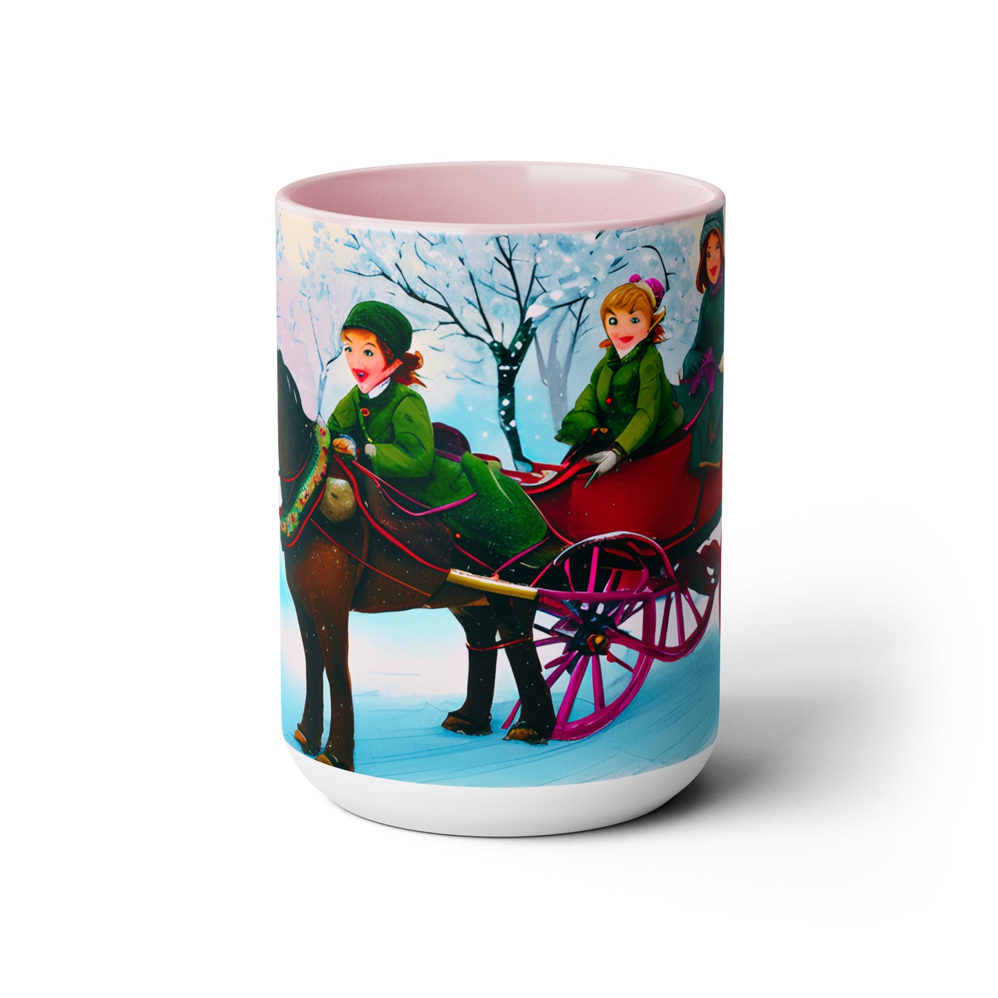 3 kids on a horse carriage 15 oz ceramic mug