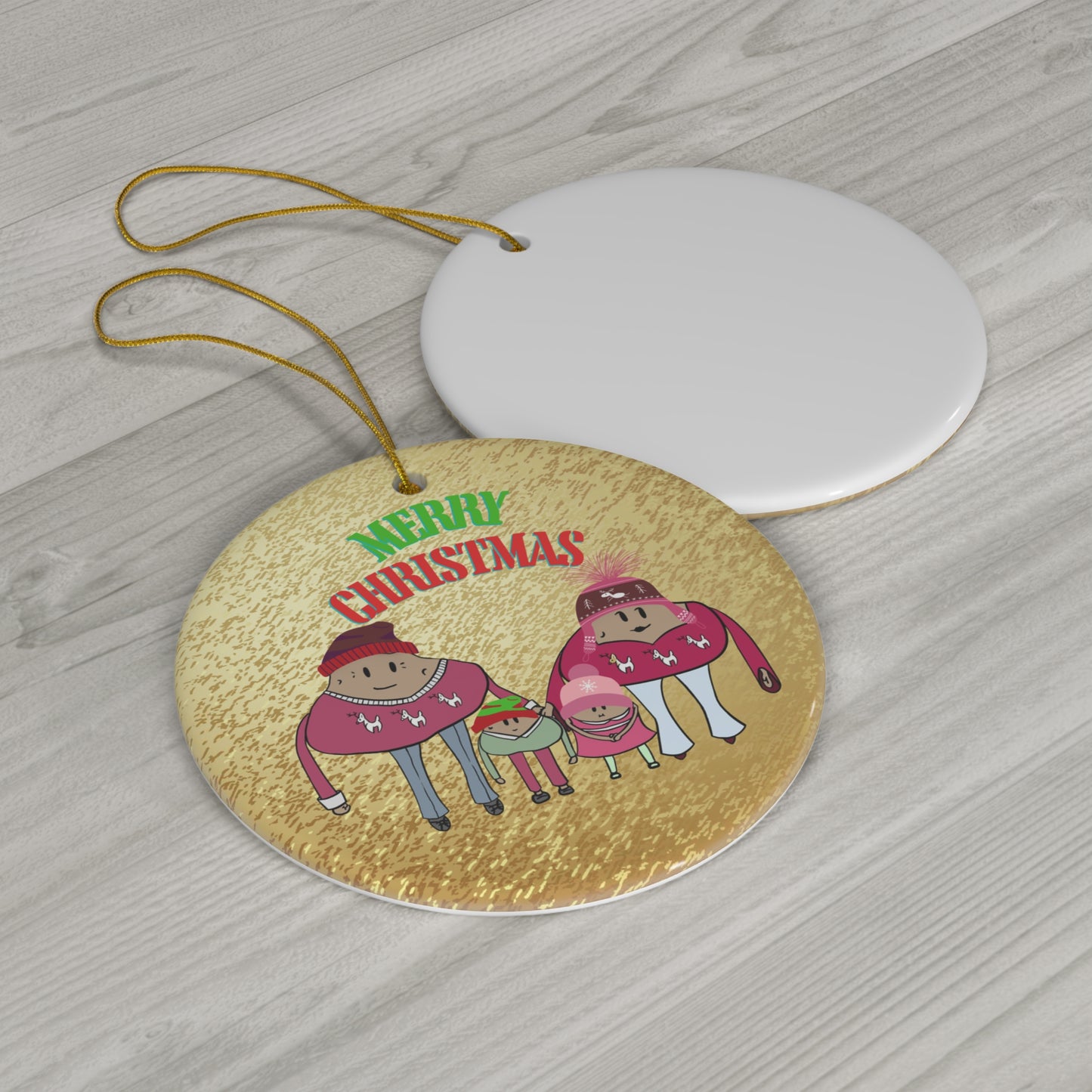 Happy potato family Christmas ornament