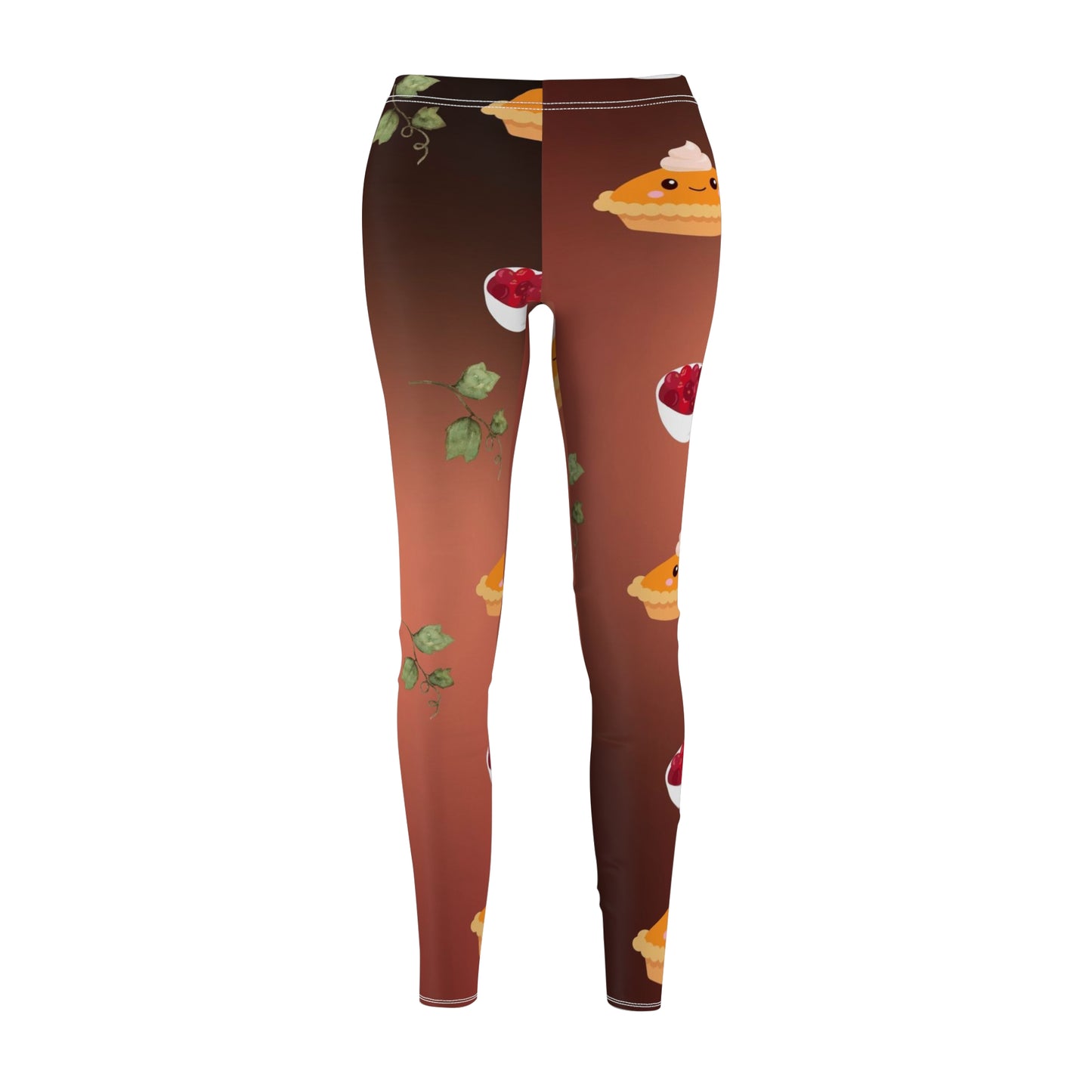 Festive Flavor Brown Pumpkin and Cranberry Sauce All-Over Print Women's Leggings