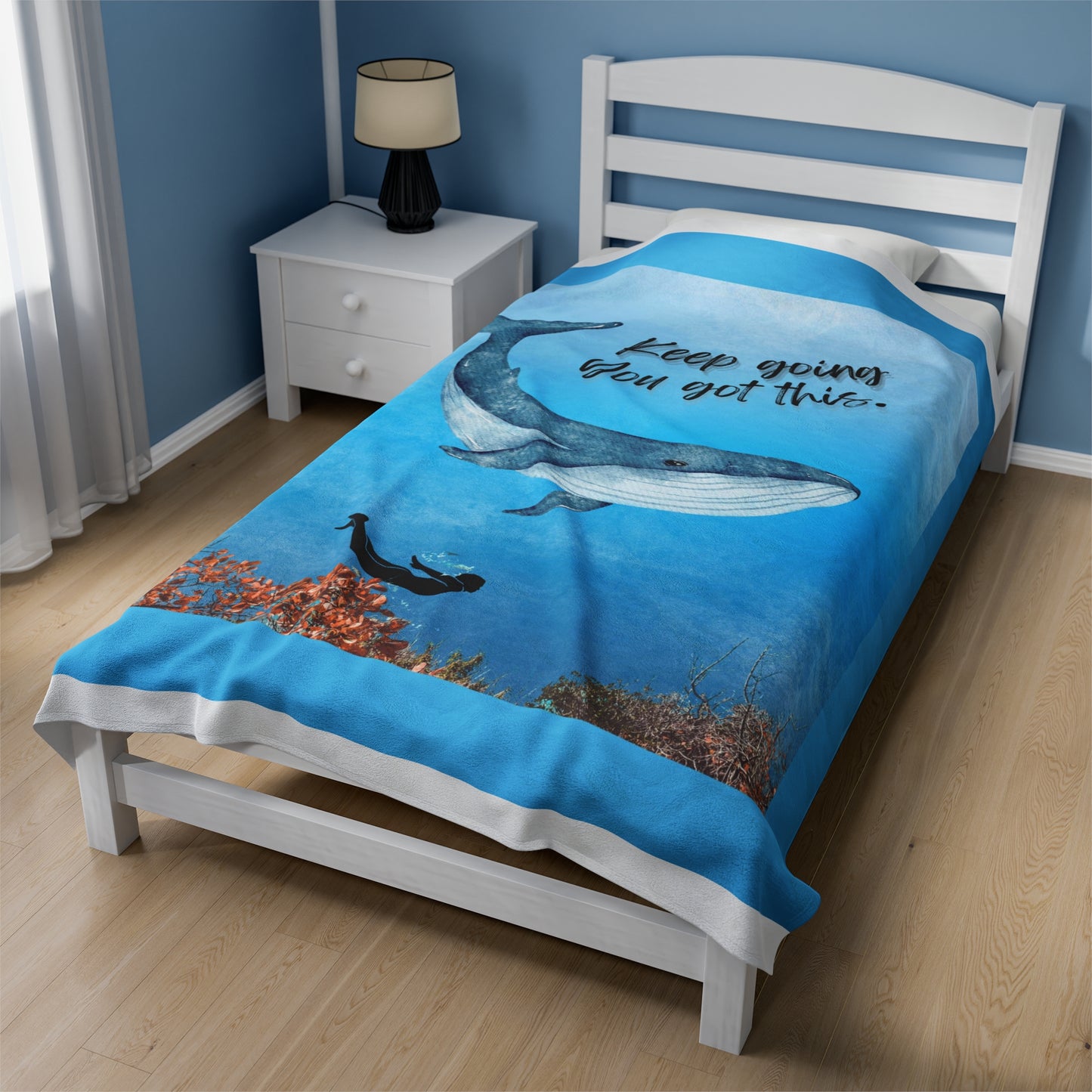 Whimsical Ocean Adventure Velveteen Plush Blanket whale lovers