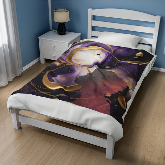 Celestial Dance Abstract Velveteen Plush Blanket