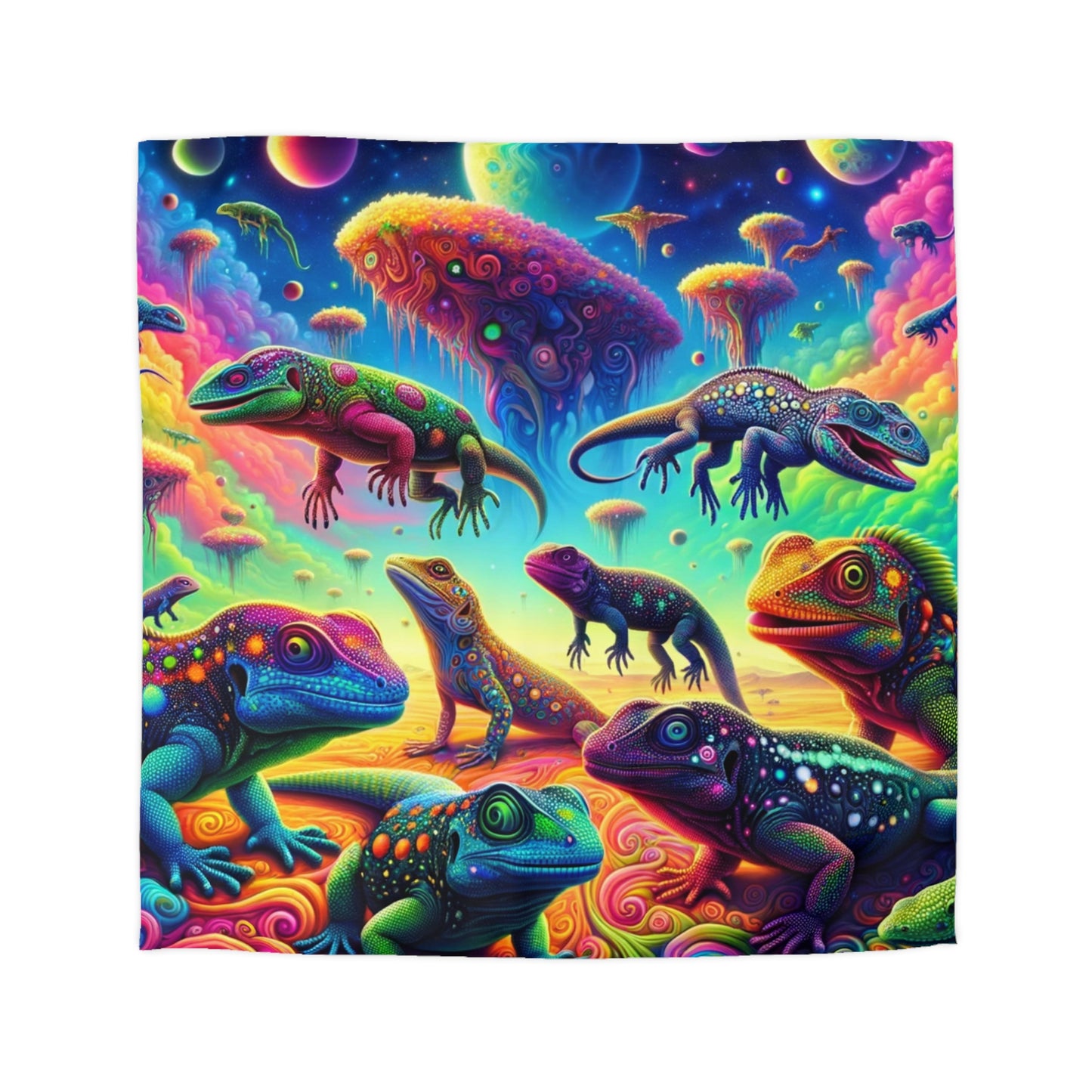 Psychedelic Chameleon Bliss Microfiber Duvet Cover