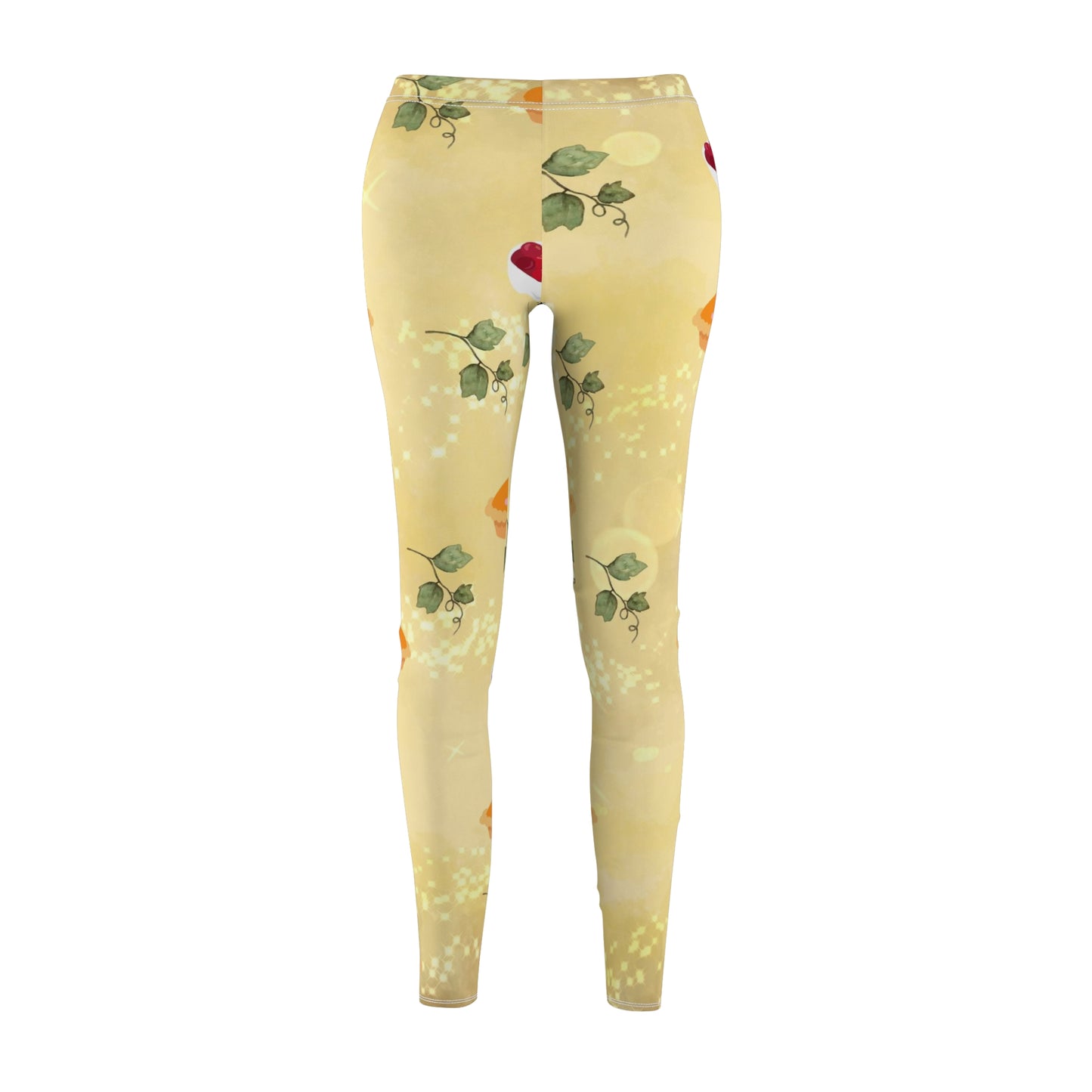 Creamy Sparkle Pumpkin Pie and Cranberry Sauce Glitter Women's Leggings