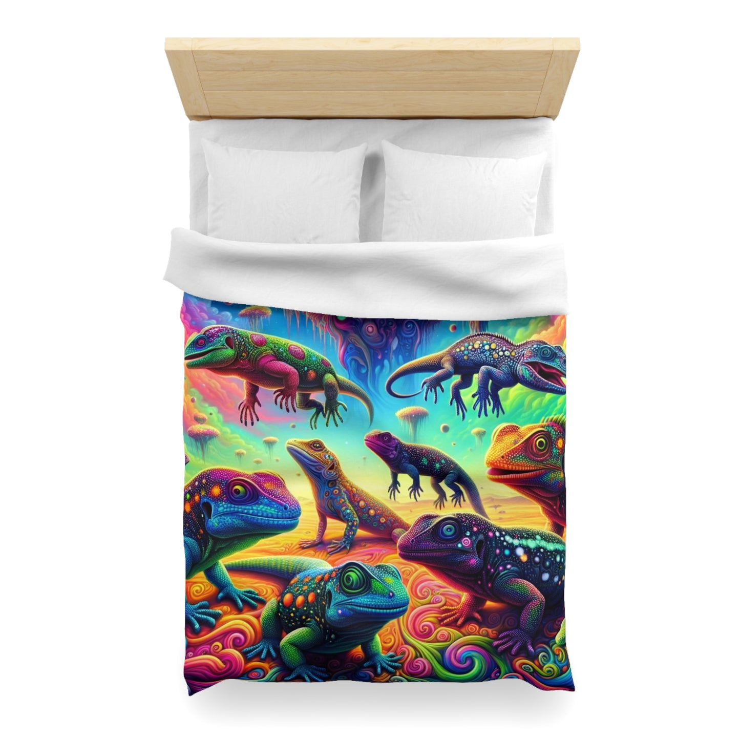 Psychedelic Chameleon Bliss Microfiber Duvet Cover