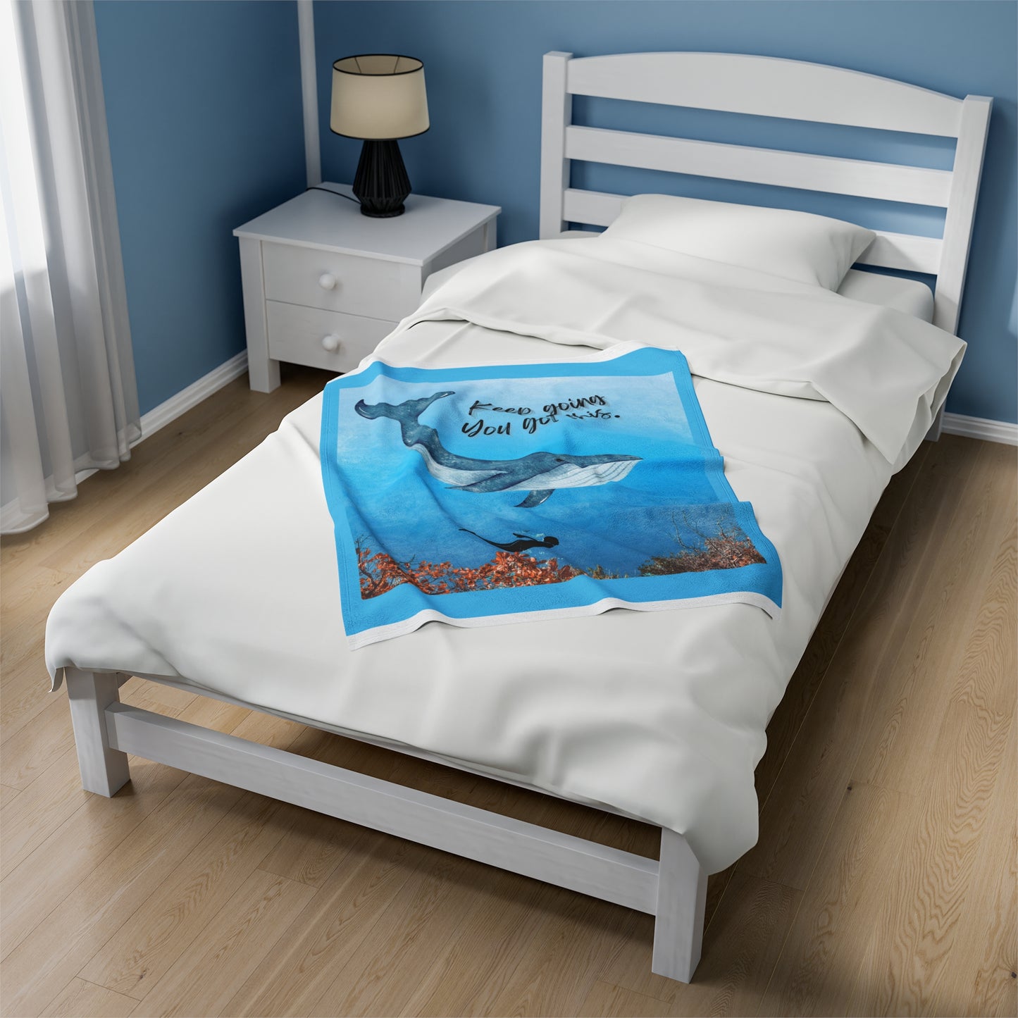 Whimsical Ocean Adventure Velveteen Plush Blanket whale lovers