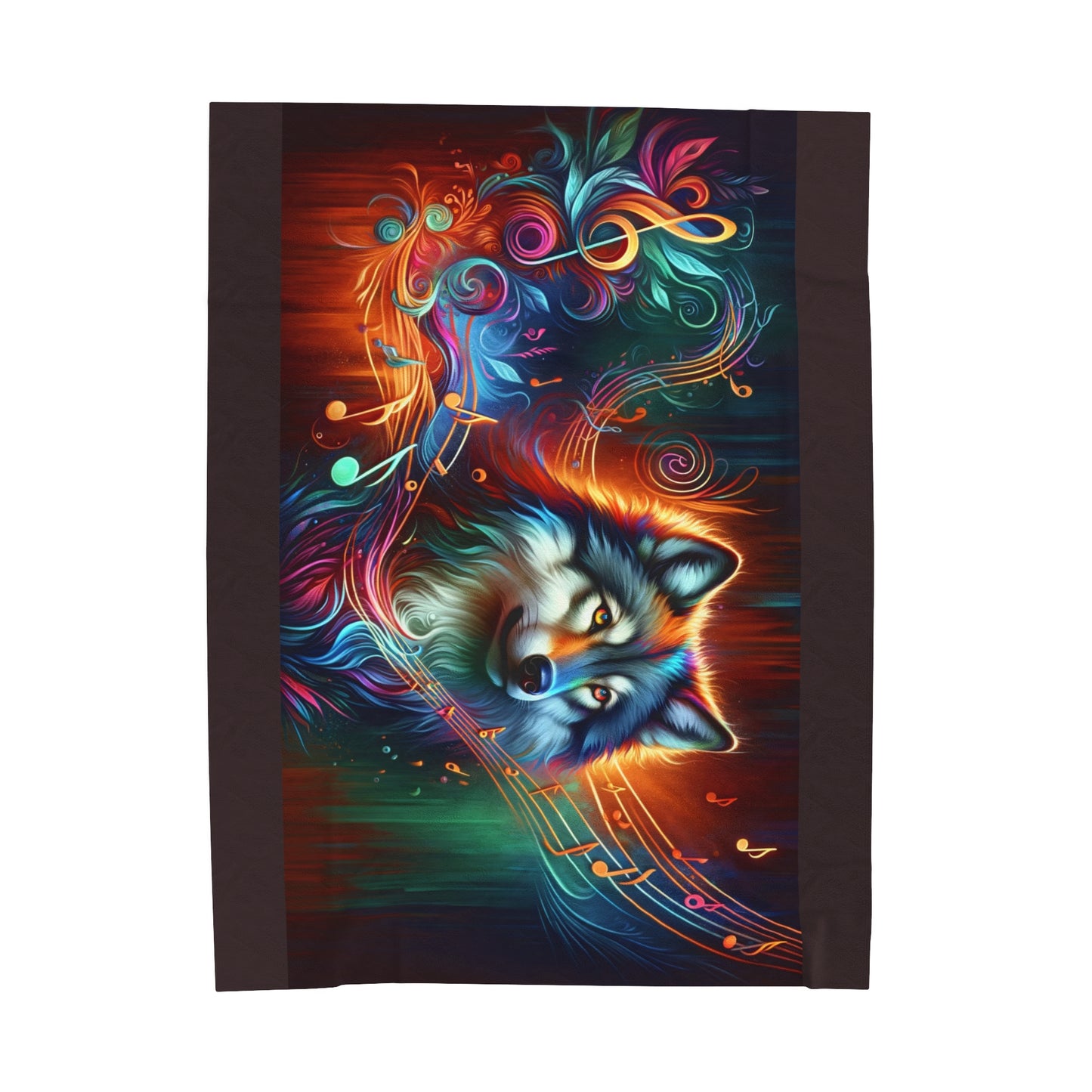 Psychedelic Tunes Artistic Wolf Velveteen Plush Blanket