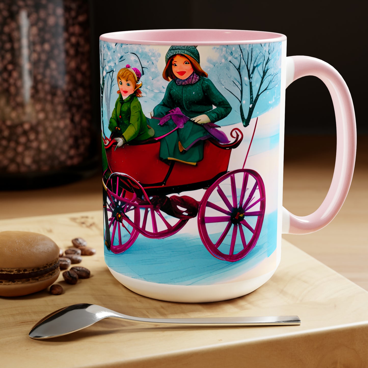 3 kids on a horse carriage 15 oz ceramic mug