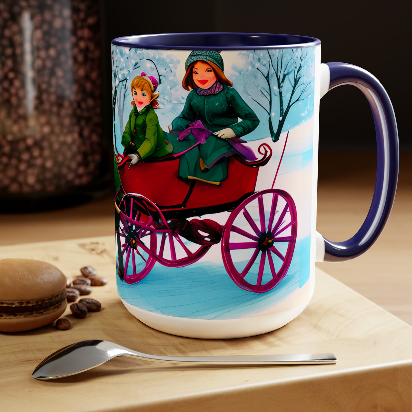 3 kids on a horse carriage 15 oz ceramic mug