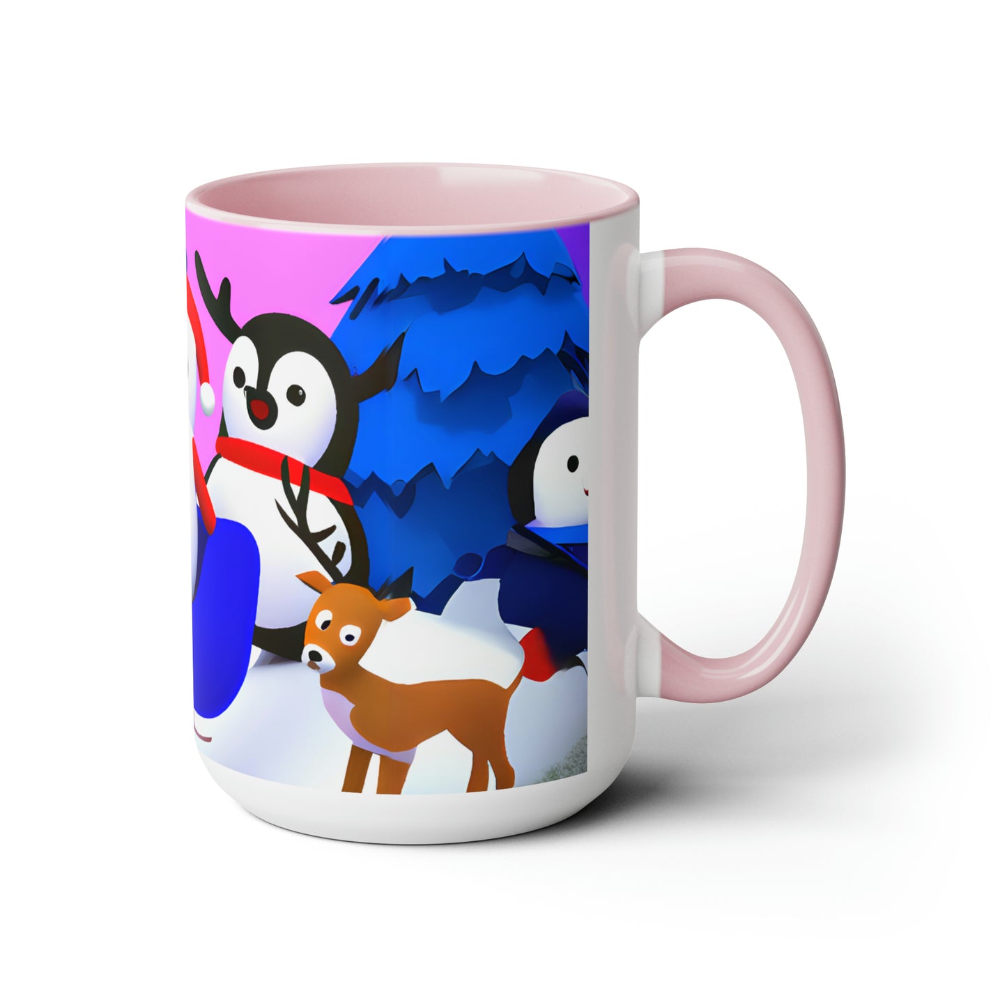 Penguin sledding selfie 15 oz ceramic mug