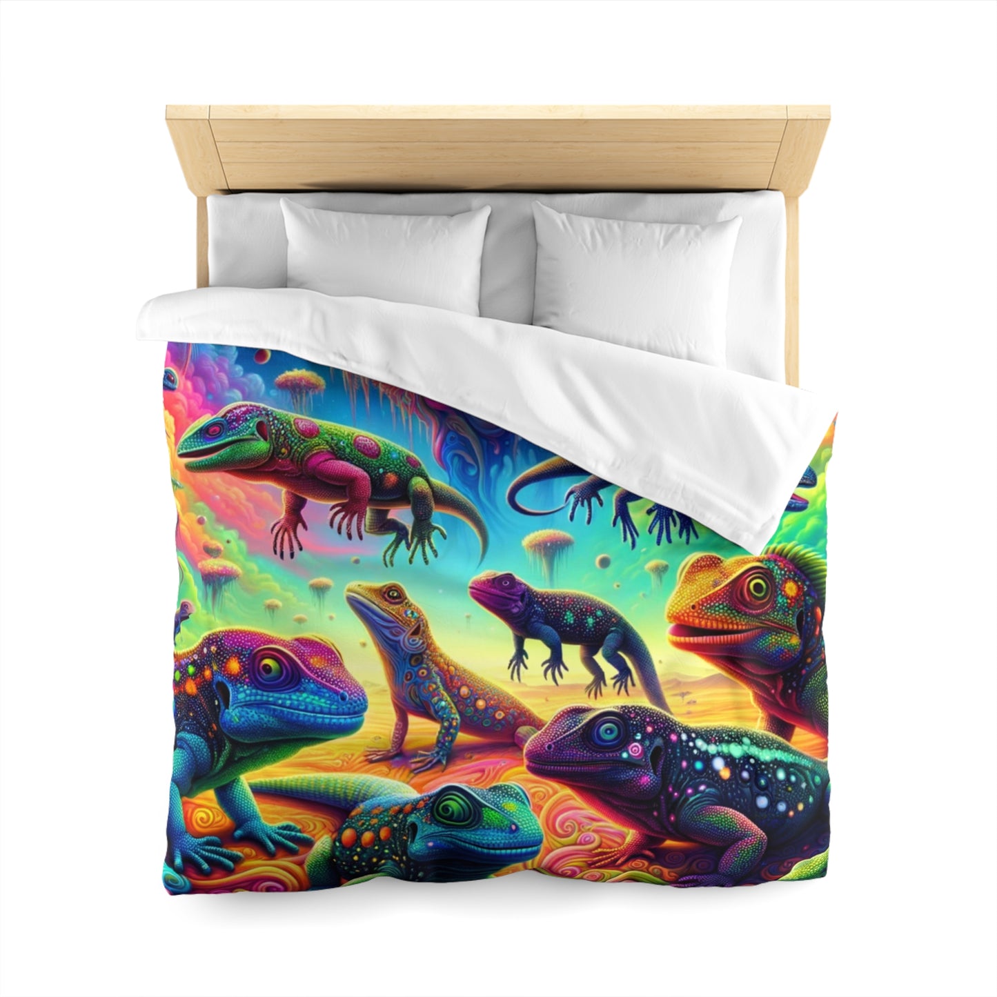 Psychedelic Chameleon Bliss Microfiber Duvet Cover