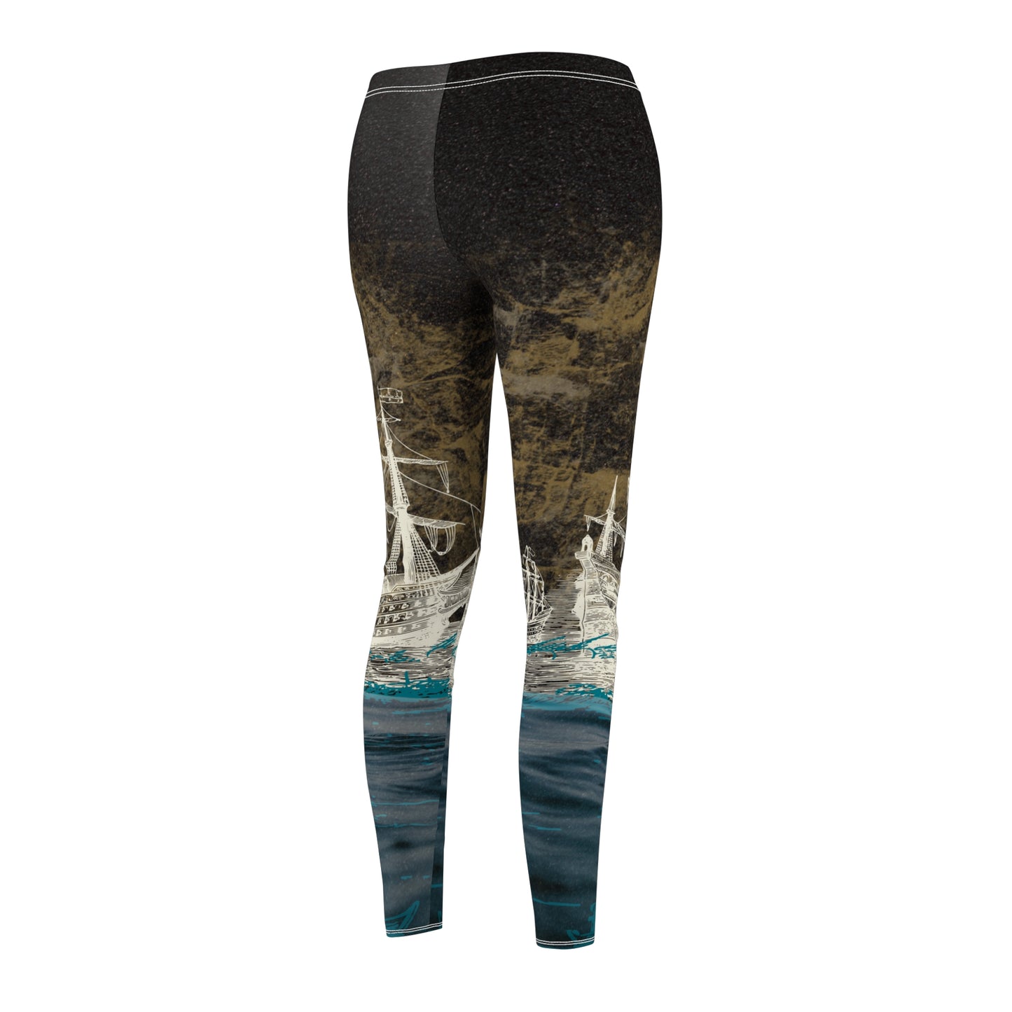 Adventurous Seas Pirate Ship Black Women's Leggings