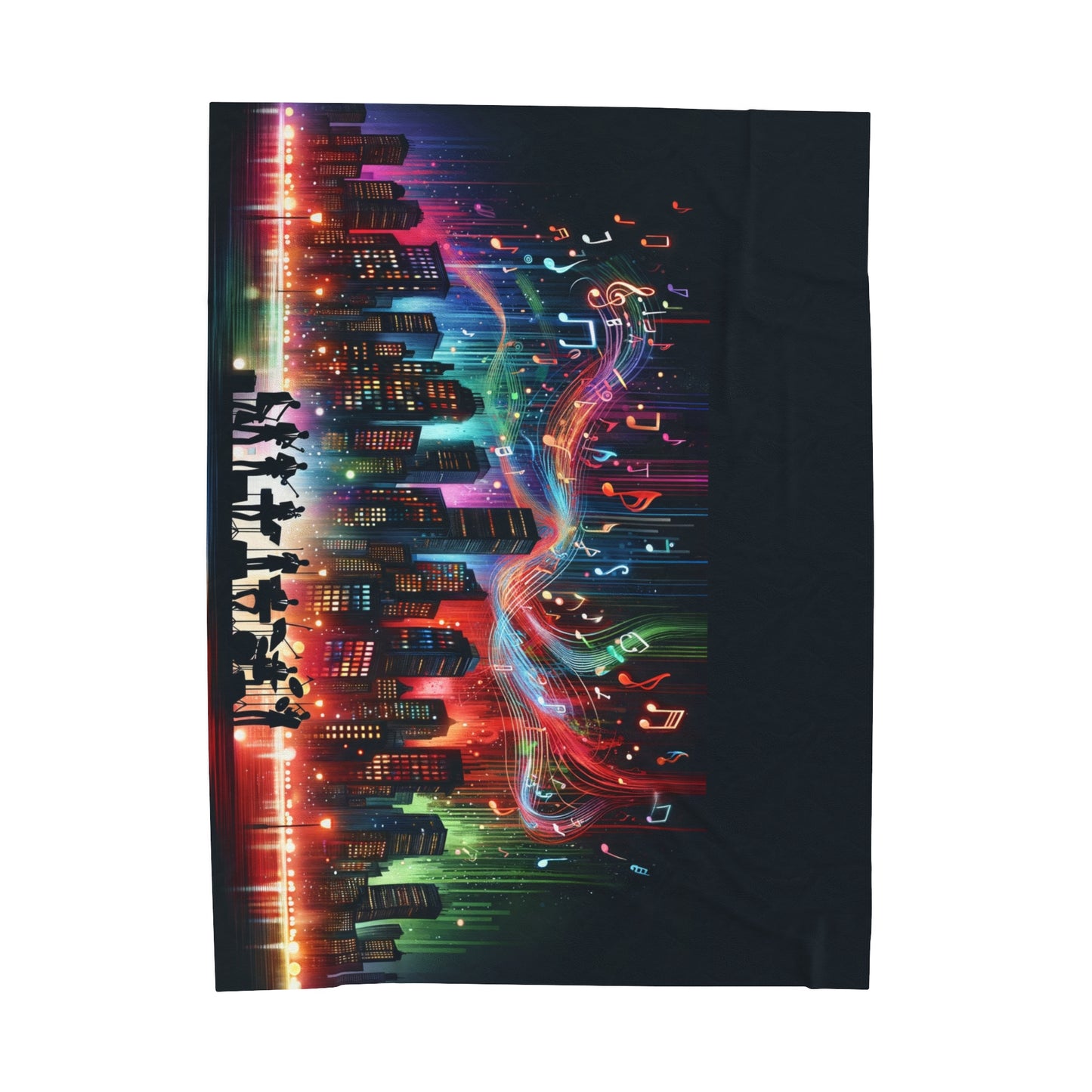 Nightscape of jazz band Velveteen Plush Blanket