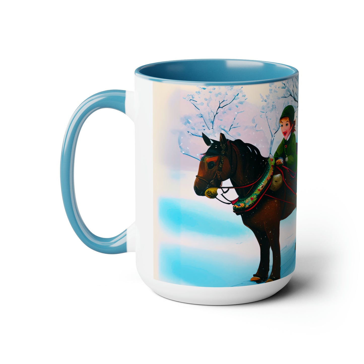 3 kids on a horse carriage 15 oz ceramic mug