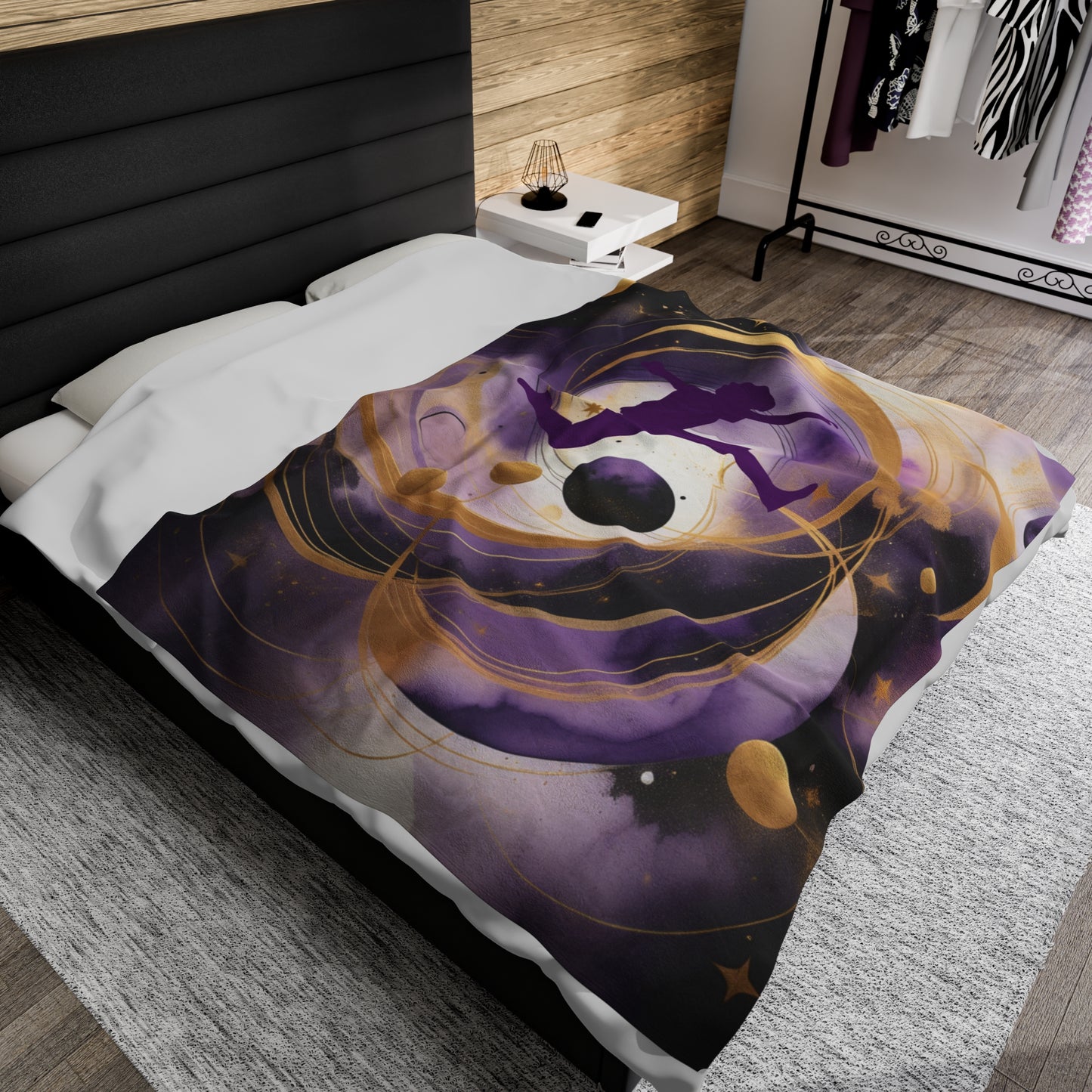 Cosmic Voyager Abstract Velveteen Plush Blanket