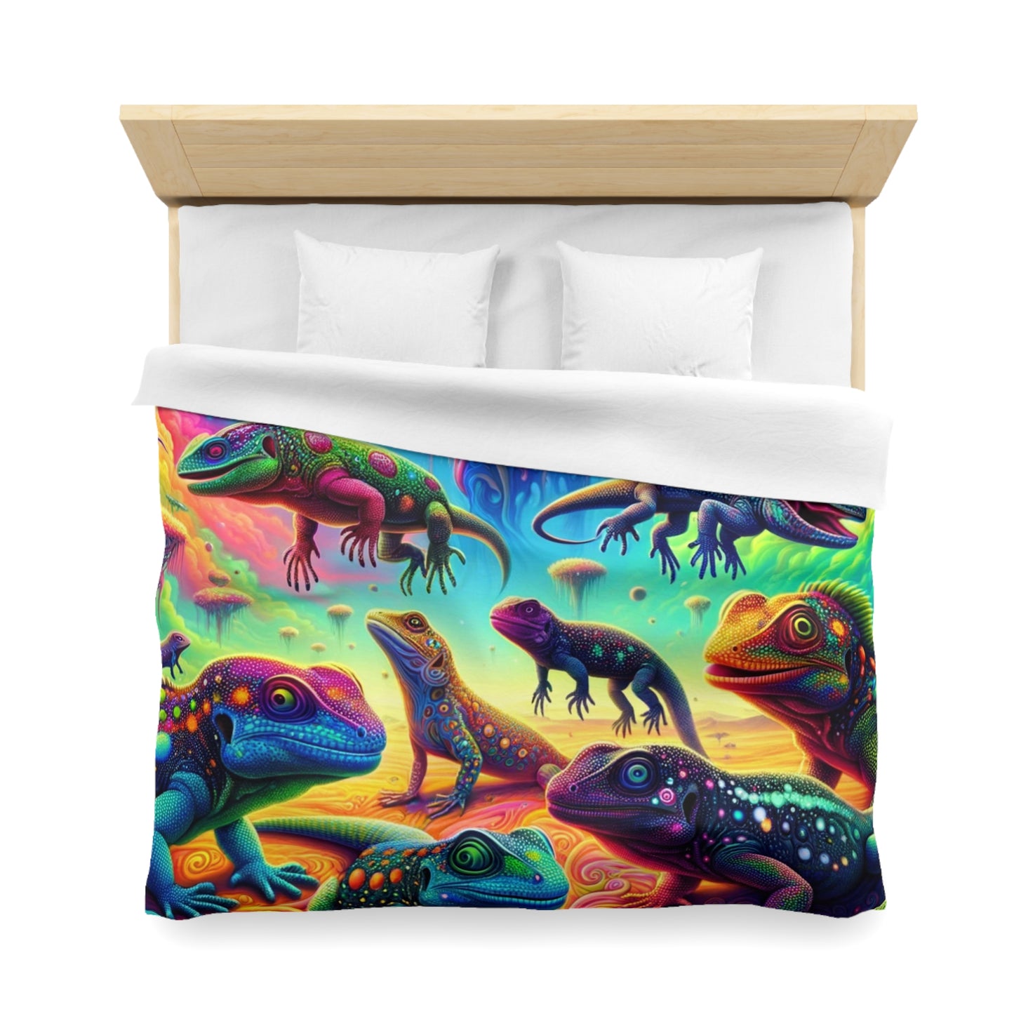 Psychedelic Chameleon Bliss Microfiber Duvet Cover