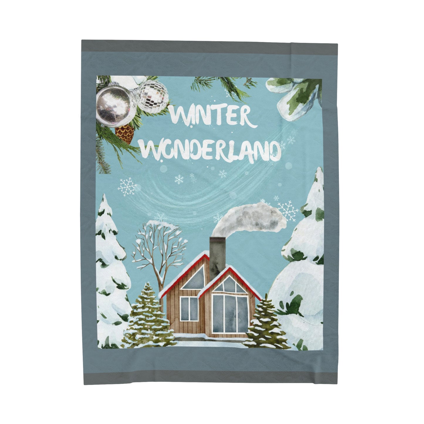 Winter Wonderland Velveteen Plush Blanket - Cozy Cabin and Snowy Serenity"