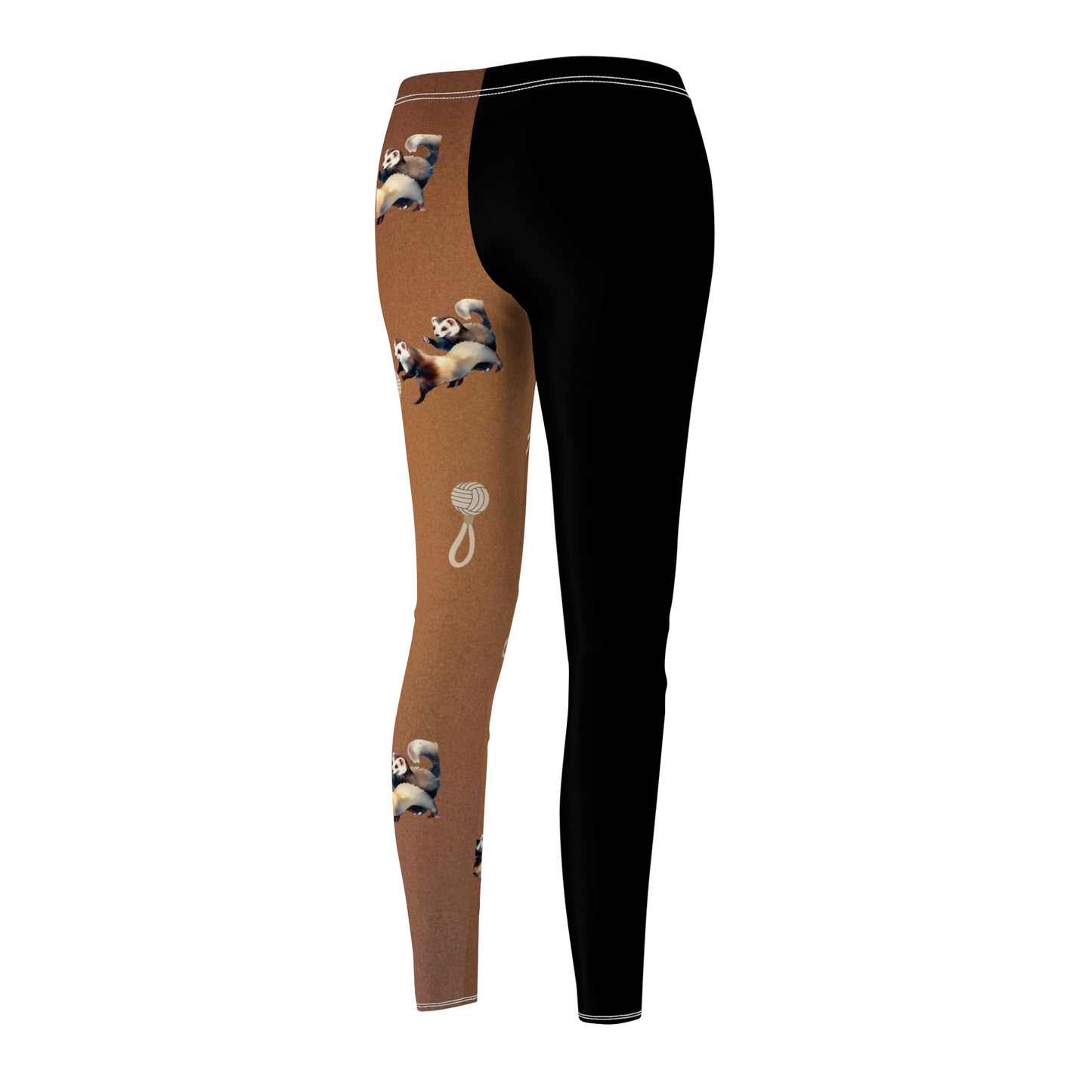 Playful Contrast Two-Tone Black and Brown Ferret Women's Leggings Description