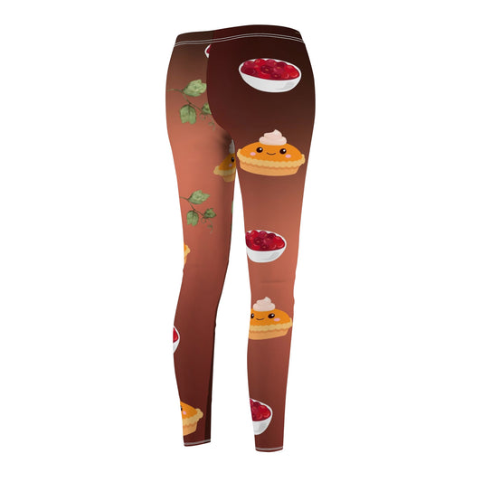 Festive Flavor Brown Pumpkin and Cranberry Sauce All-Over Print Women's Leggings