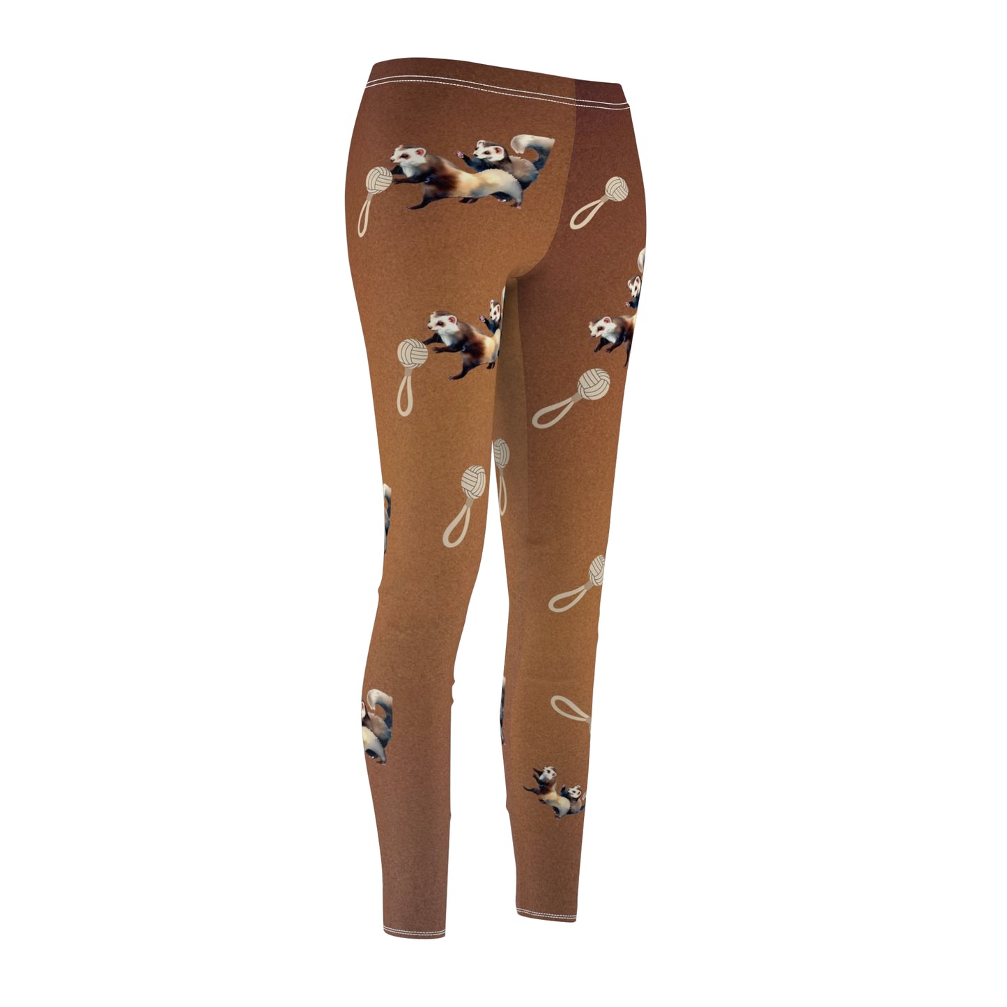 Whimsical Whiskers Brown Playful Ferret Women's Leggings POD