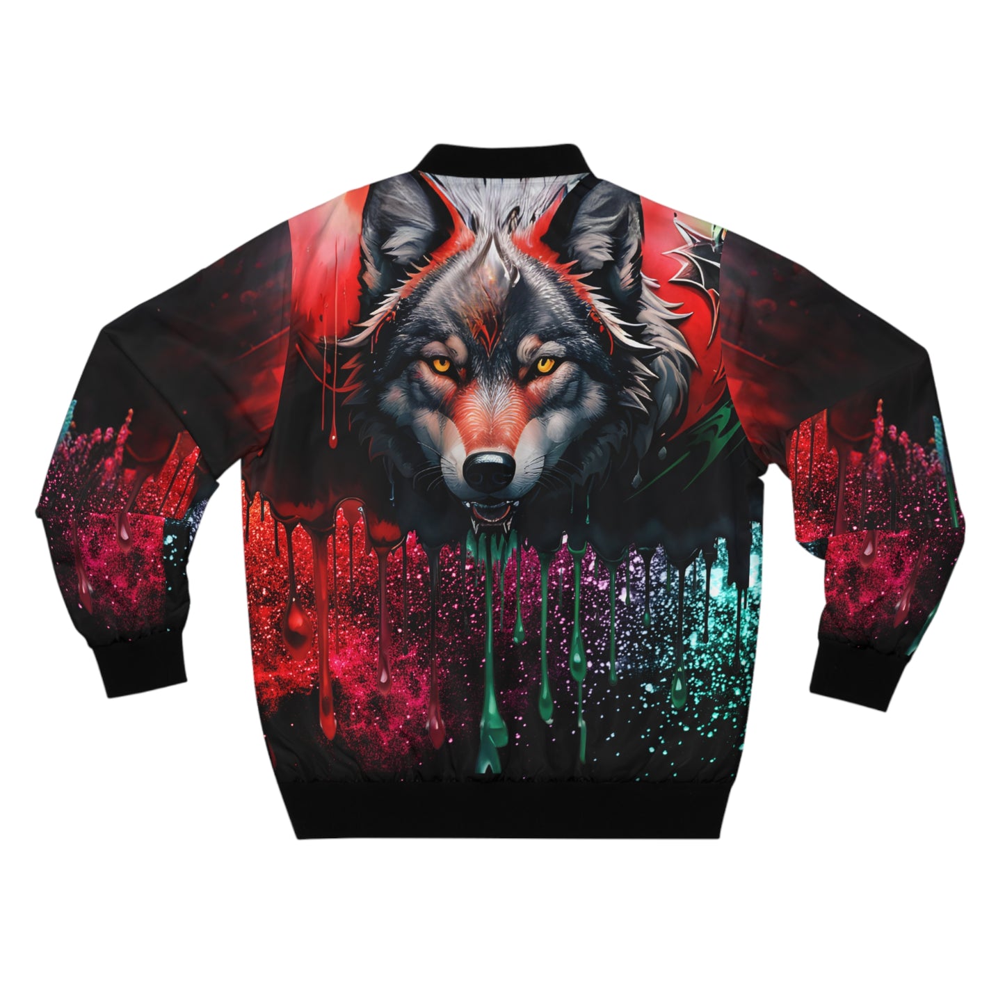 Red and black Wolf Bomber Jacket - Express Your Inner Wolf