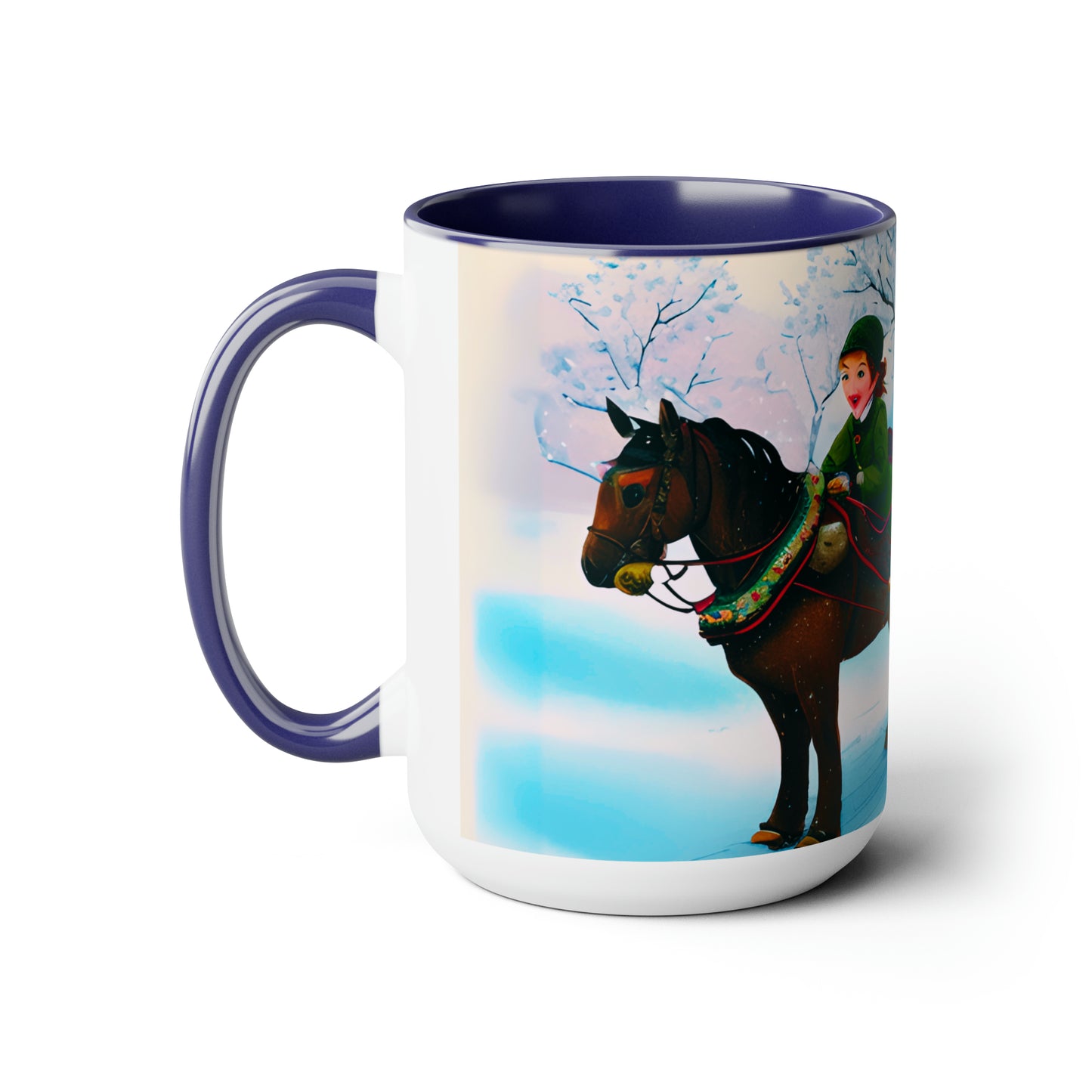 3 kids on a horse carriage 15 oz ceramic mug