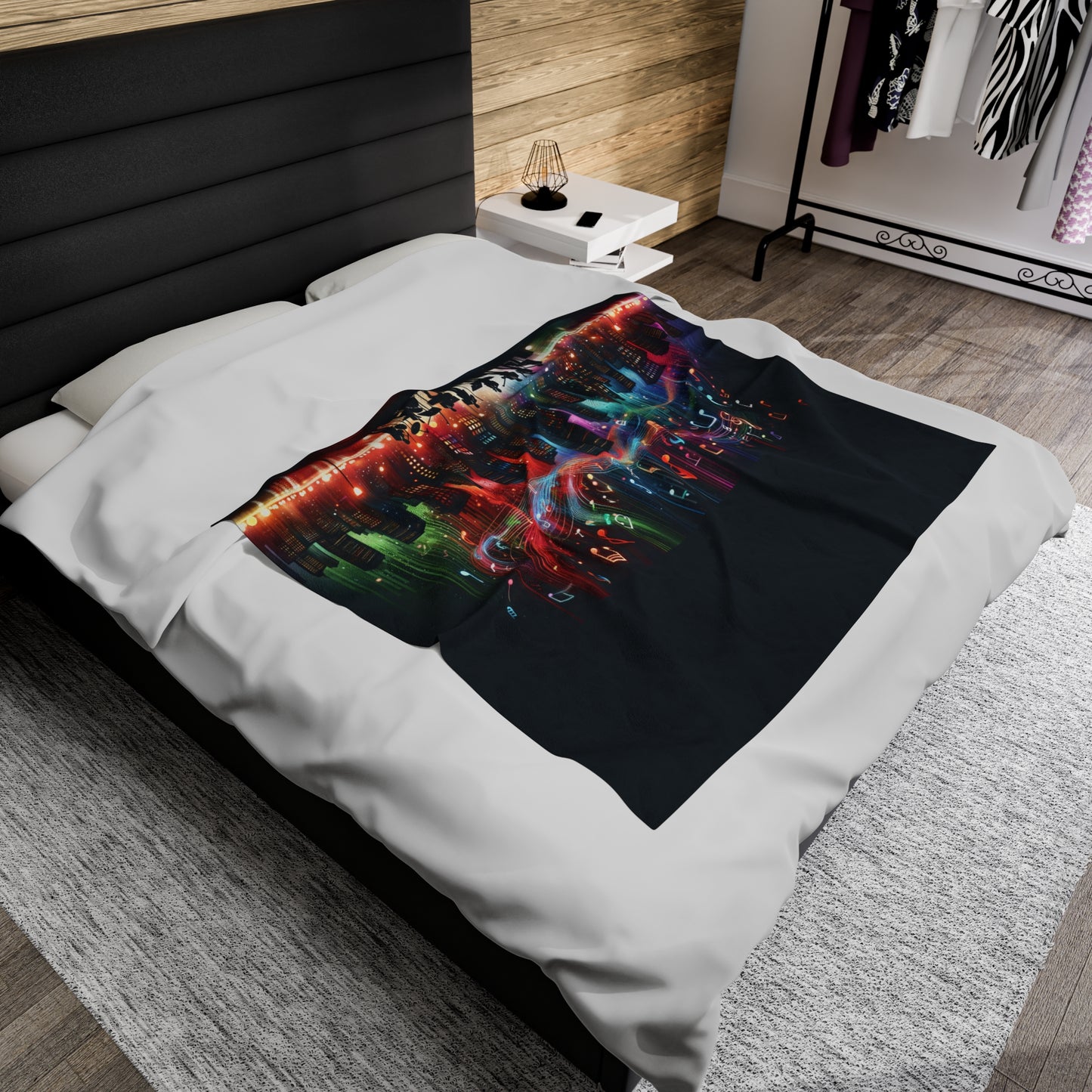 Nightscape of jazz band Velveteen Plush Blanket