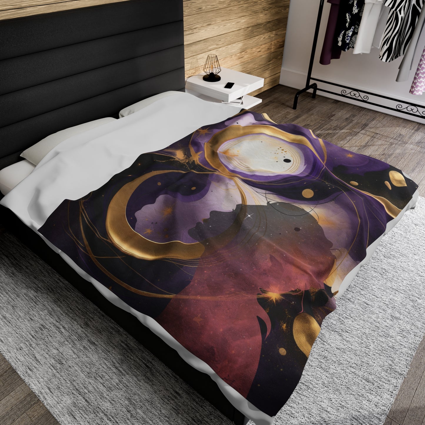 Celestial Dance Abstract Velveteen Plush Blanket