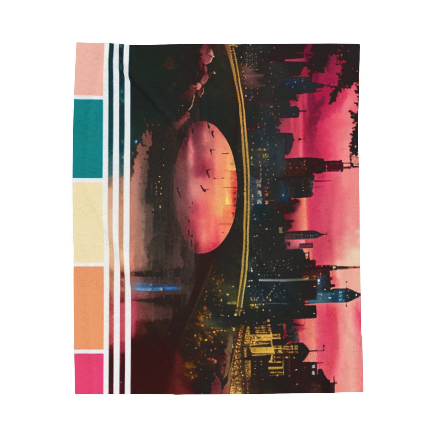 Urban Sunset - Abstract Cityscape Velveteen Blanket