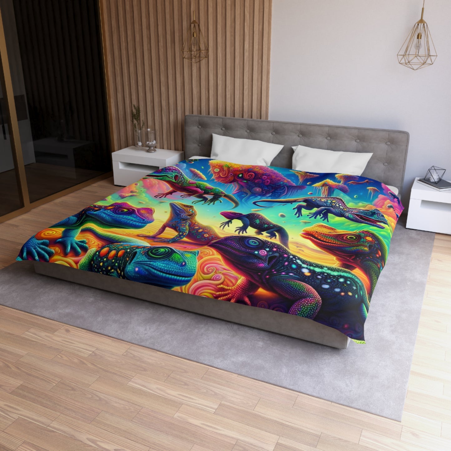 Psychedelic Chameleon Bliss Microfiber Duvet Cover