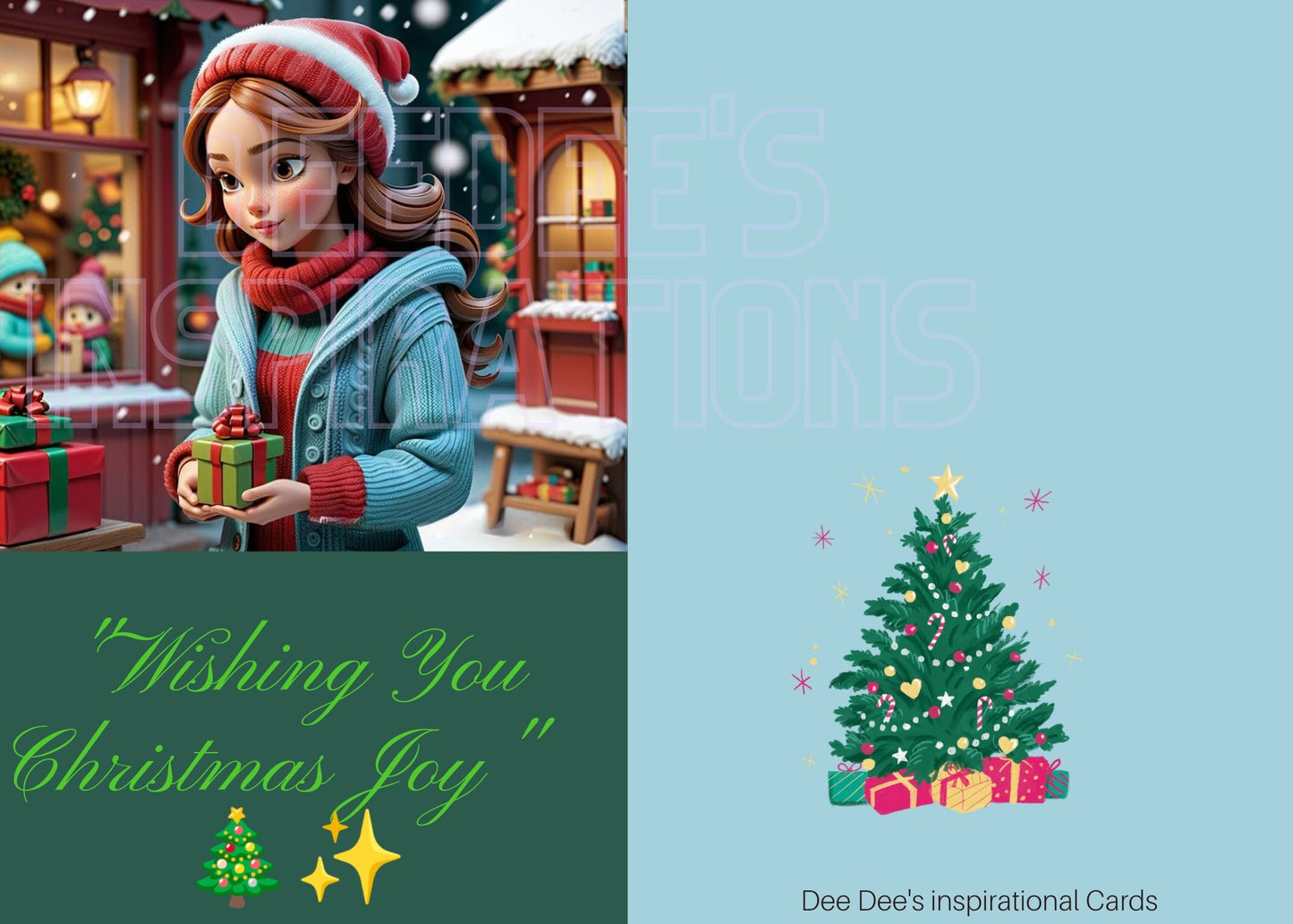 Christmas Dreams  Girl at the Holiday Shop 5x7 Christmas card with envelope