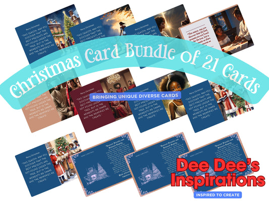 21 Unique Christmas Cards - Handcrafted Holiday Greetings - Festive Designs - Digital Downloads 5x7