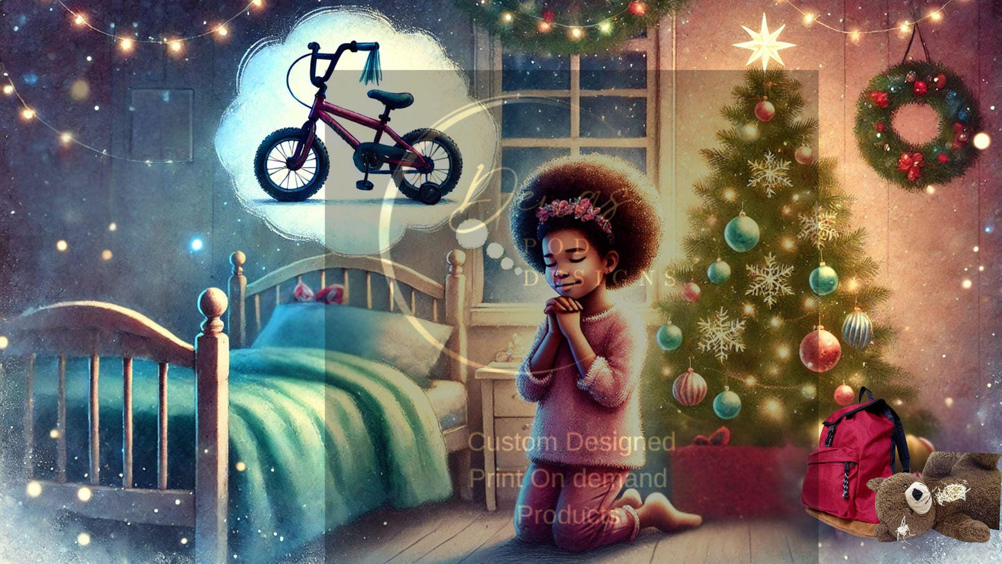 Faith-Inspired Child’s Prayer Artwork - Hopeful Christmas Digital Art for single mothers and children media 300 dpi